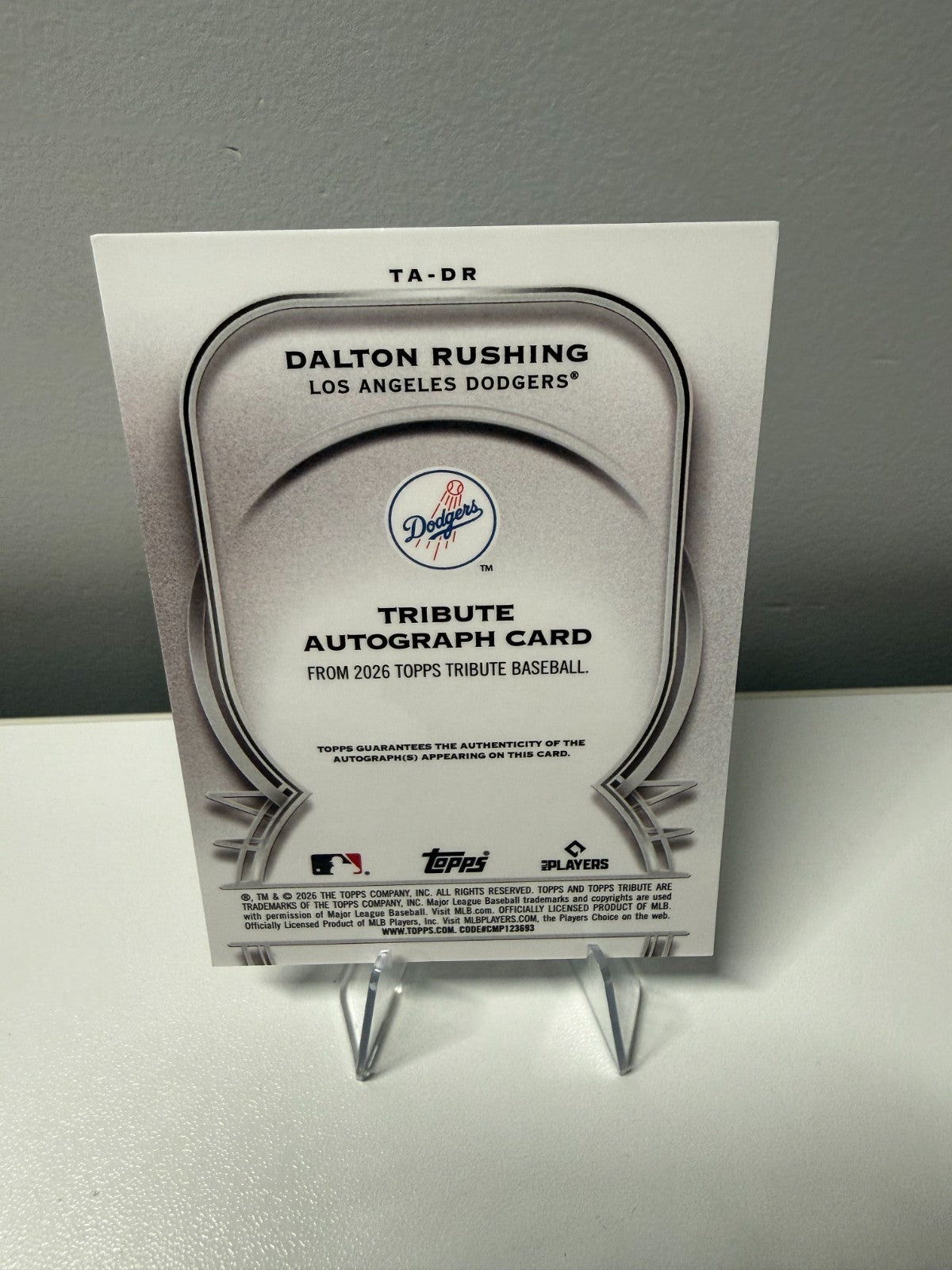 Dalton Rushing 2026 Topps Tribute Green Refractor Auto /99 #TA-DR Dodgers
