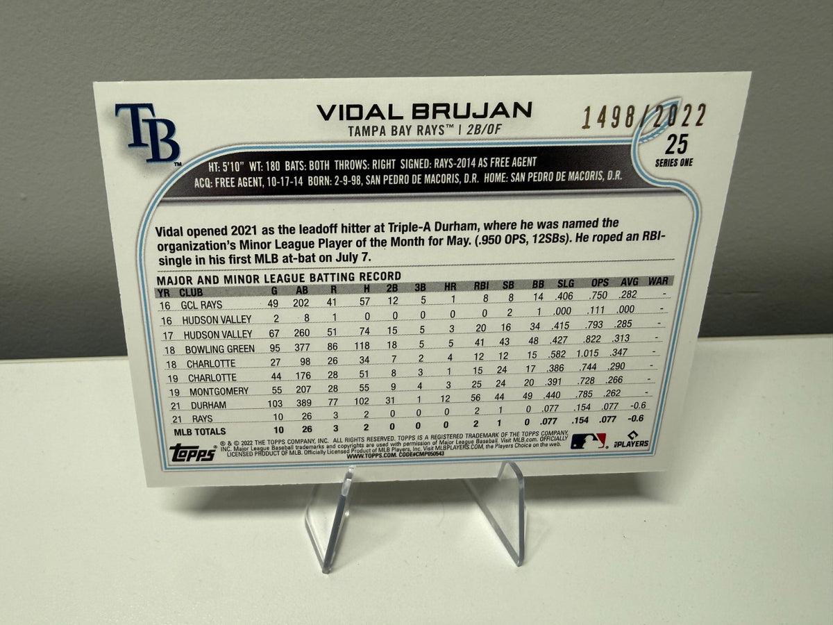 Vidal Bujan 2022 Topps Series One Gold RC /2022 #25 Rays