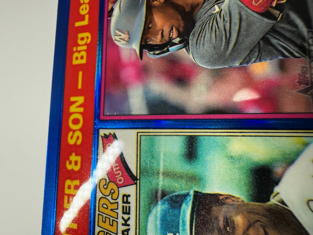 Dusty and Darren Baker 2025 Topps Heritage Chrome Father & Son Blue /150 #70