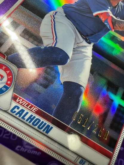 Willie Calhoun 2020 Bowman Chrome 1st Purple Refractor /250 #19 Rangers