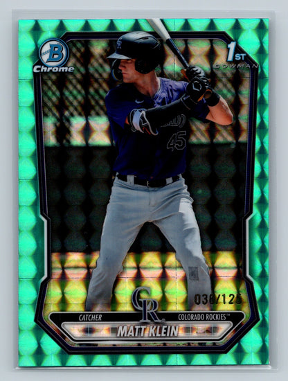 Matt Klein 2026 Bowman Chrome 1st Aqua Geometric Refractor /125 Rockies