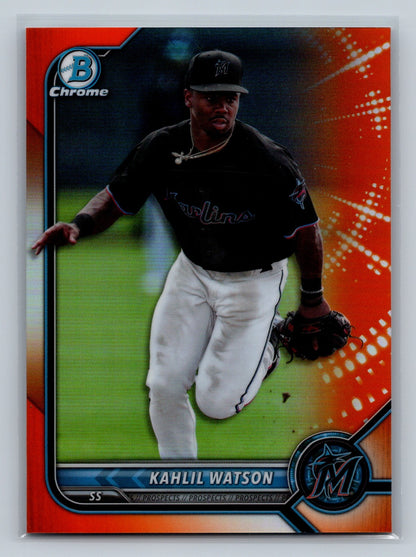 Kahlil Watson 2022 Bowman Chrome Prospect Orange Refractor /25 #BCP-211 Marlins