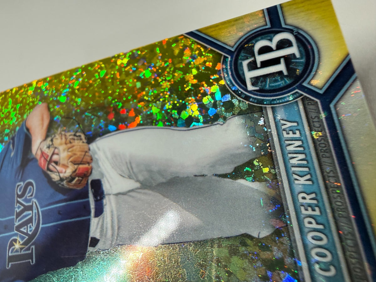 Cooper Kinney 2022 Bowman Chrome Prospect Yellow Mini Diamond Refractor /75