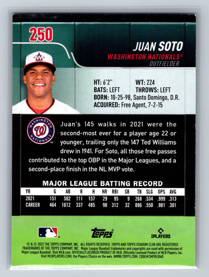 Juan Soto 2022 Topps Stadium Club #250 Nationals