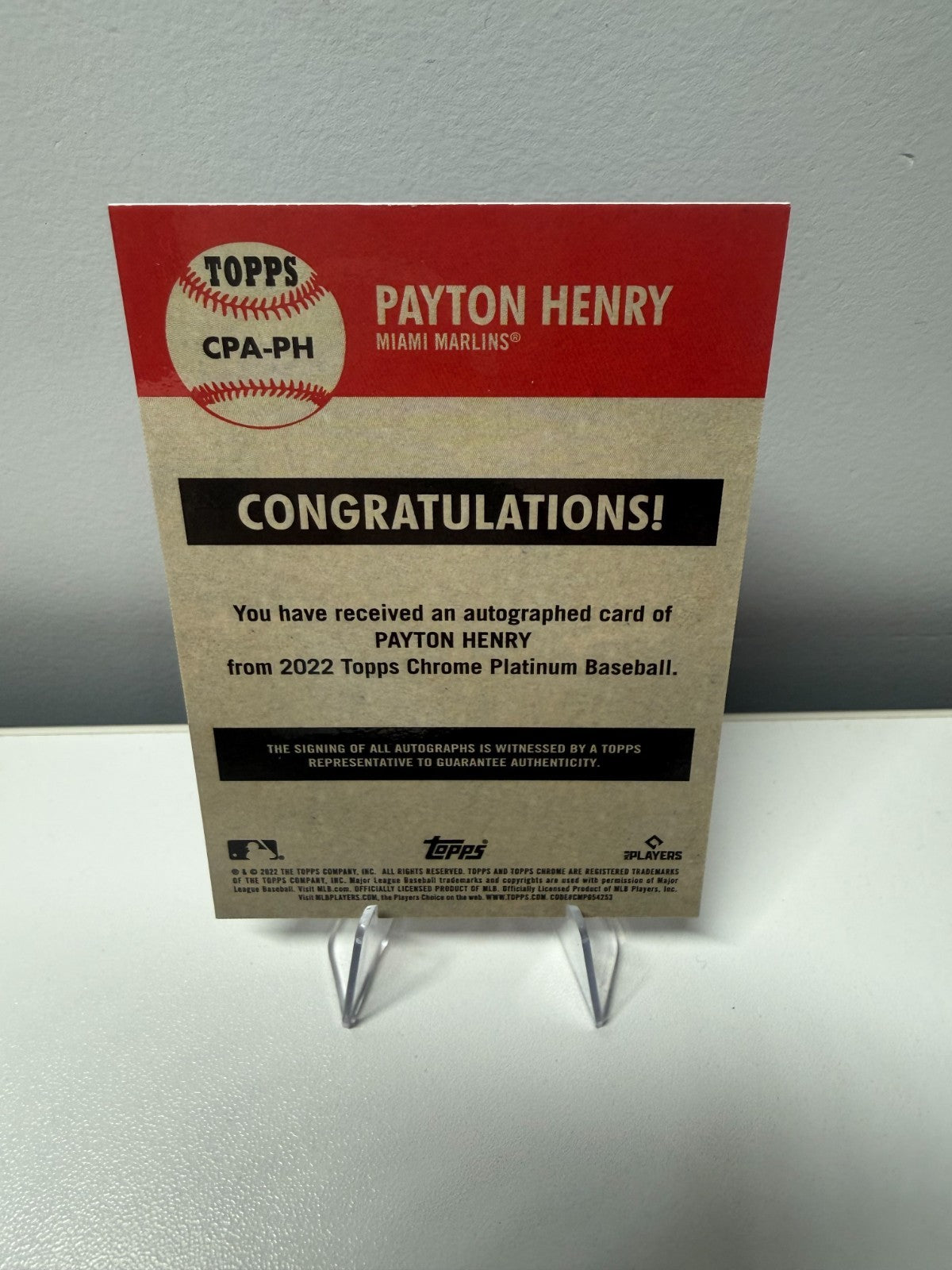 Payton Henry 2022 Topps Chrome Platinum Anniversary Auto RC #CPA-PH Marlins