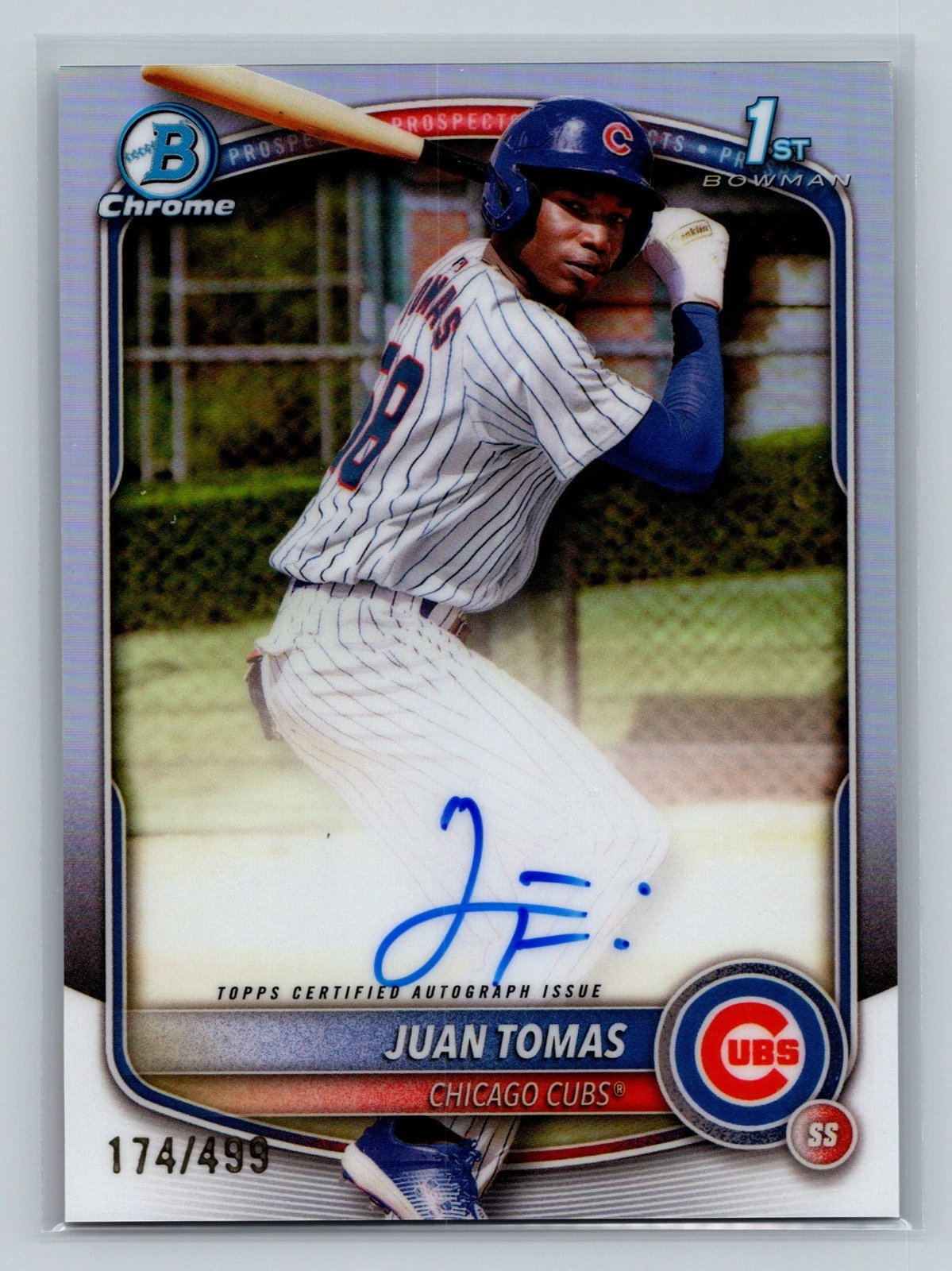 Juan Tomas 2025 Bowman Chrome 1st Refractor Auto /499 #CPA-JT Cubs