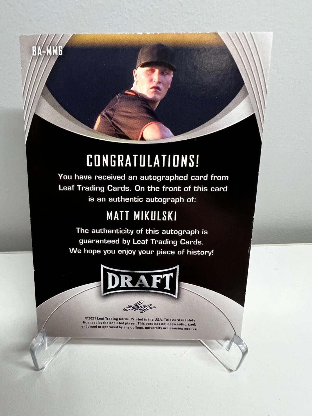 Matt Mikulski 2021 Leaf Draft XRC Auto #BA-MM6 Giants