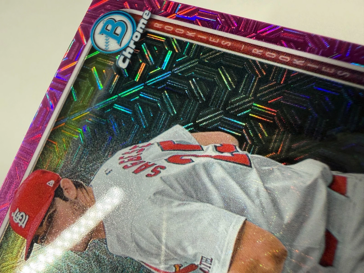 Thomas Saggese 2025 Bowman Chrome Pink Mojo Refractor RC /199 #57 Cardinals