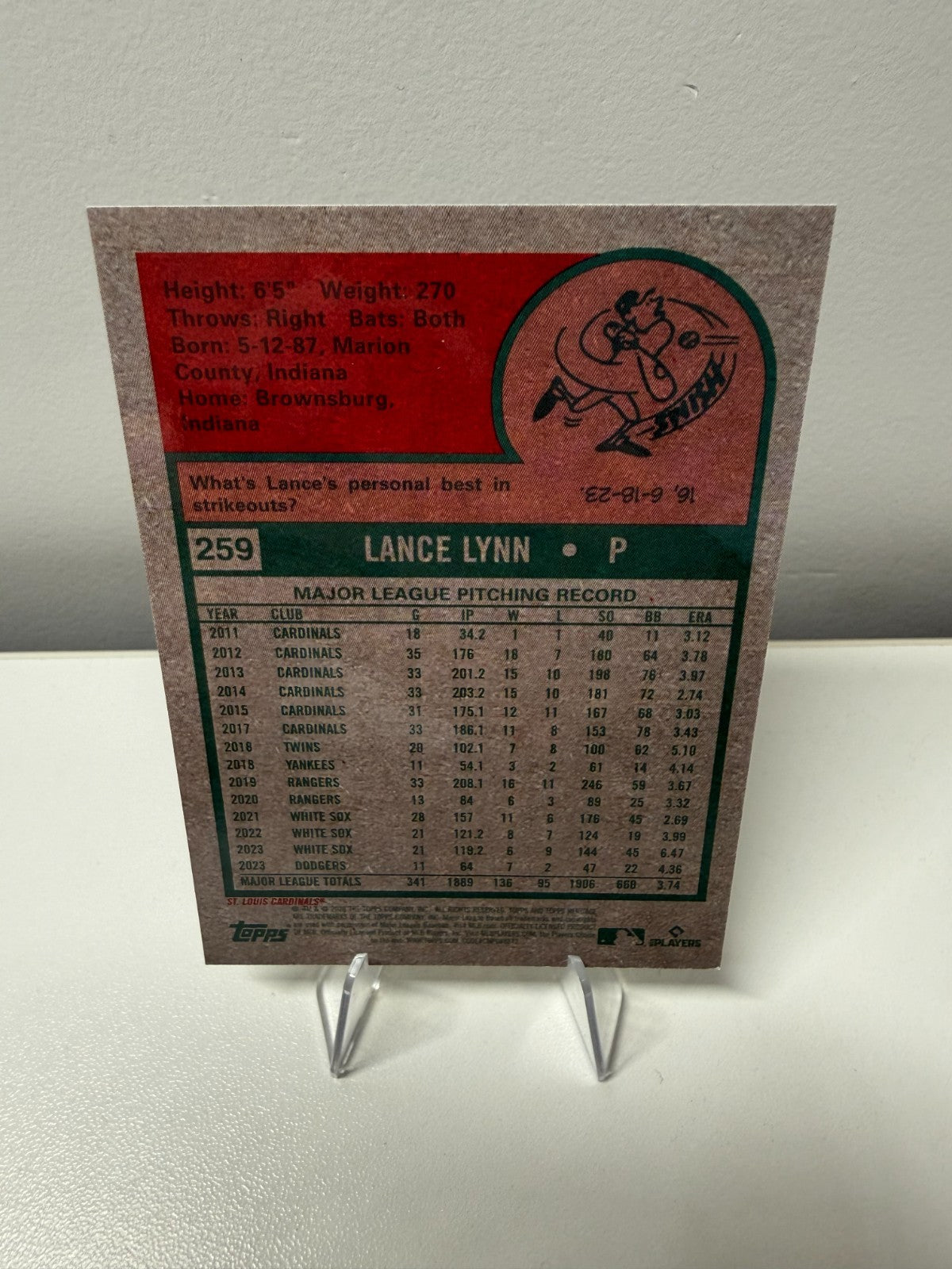 Lance Lynn 2024 Topps Heritage High Number /699 #259 Cardinals