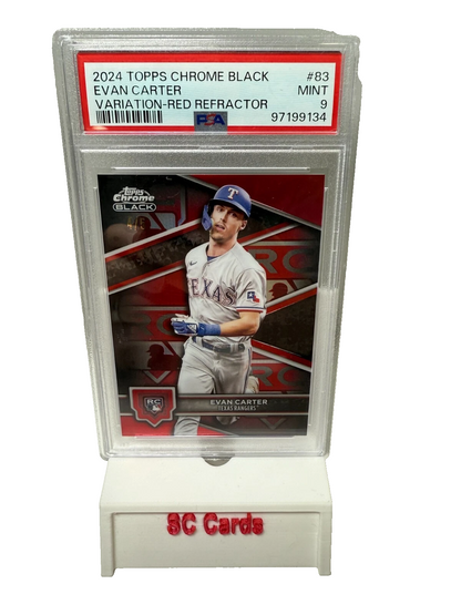 Evan Carter 2024 Topps Chrome Black Red Refractor Variation RC /5 #83 PSA 9