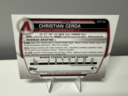 Christian Cerda 2023 Bowman Chrome 1st Refractor /499 #BCP-56 Diamondbacks