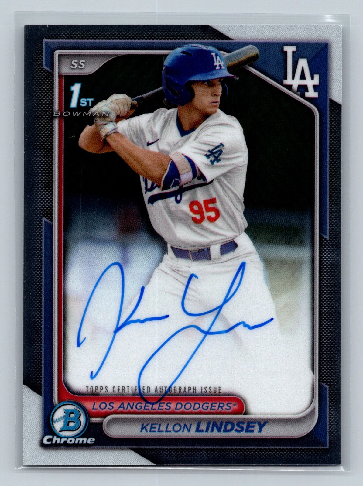 Kellon Lindsey 2024 Bowman Chrome 1st Auto #CPA-KL Dodgers