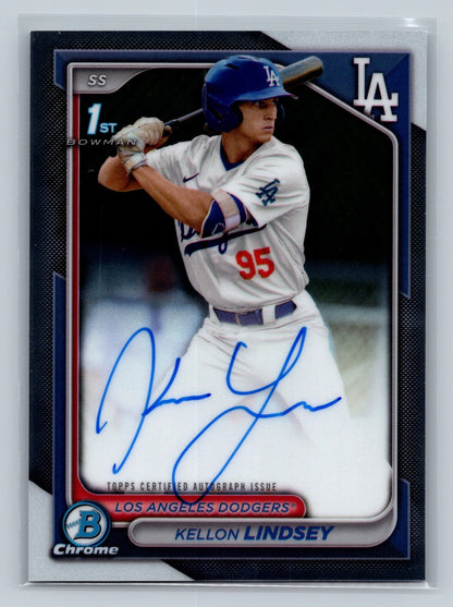 Kellon Lindsey 2024 Bowman Chrome 1st Auto #CPA-KL Dodgers