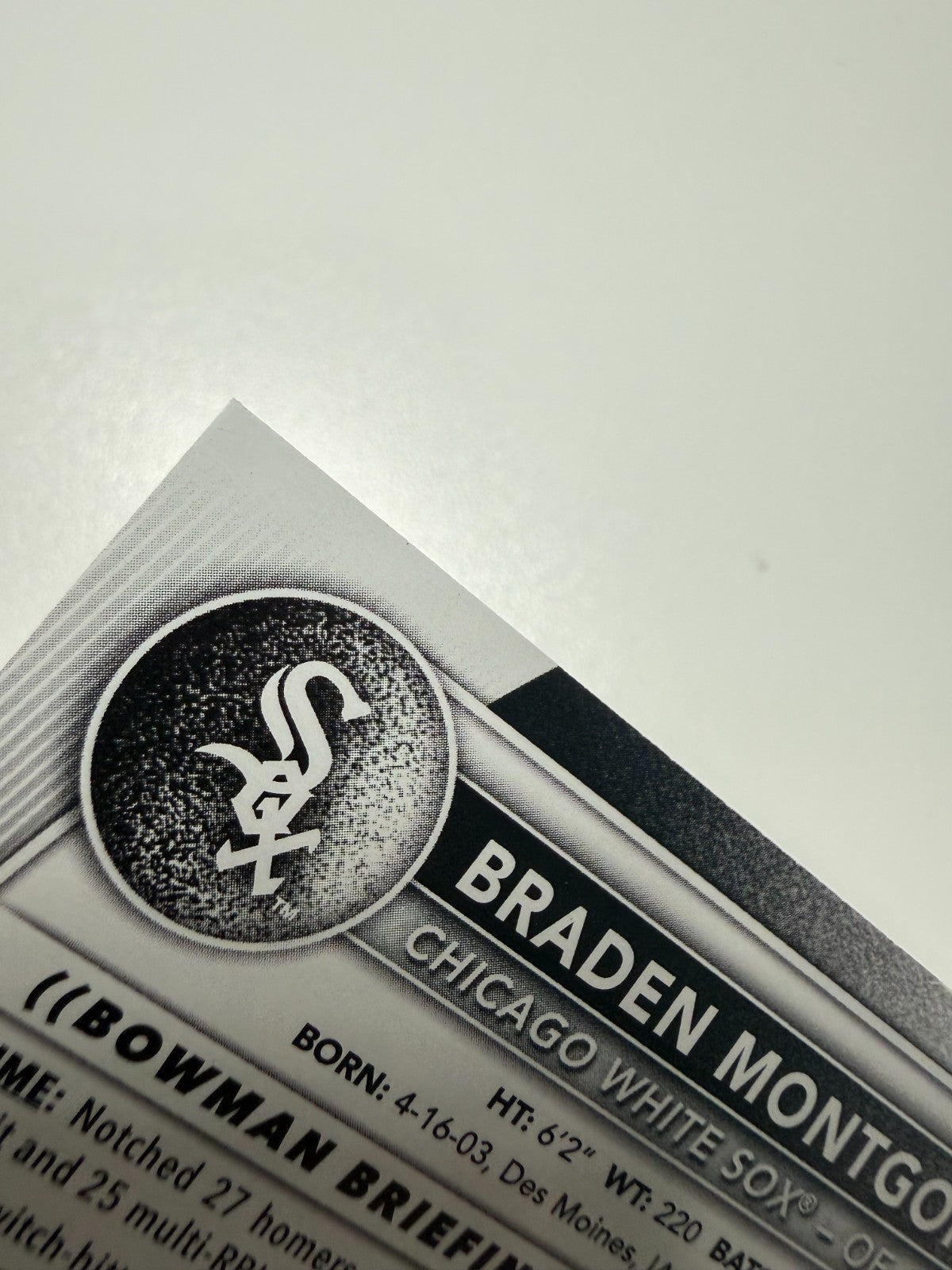 Braden Montgomery 2025 Bowman Paper Prospect Black Pattern /10 #BP-132 White Sox