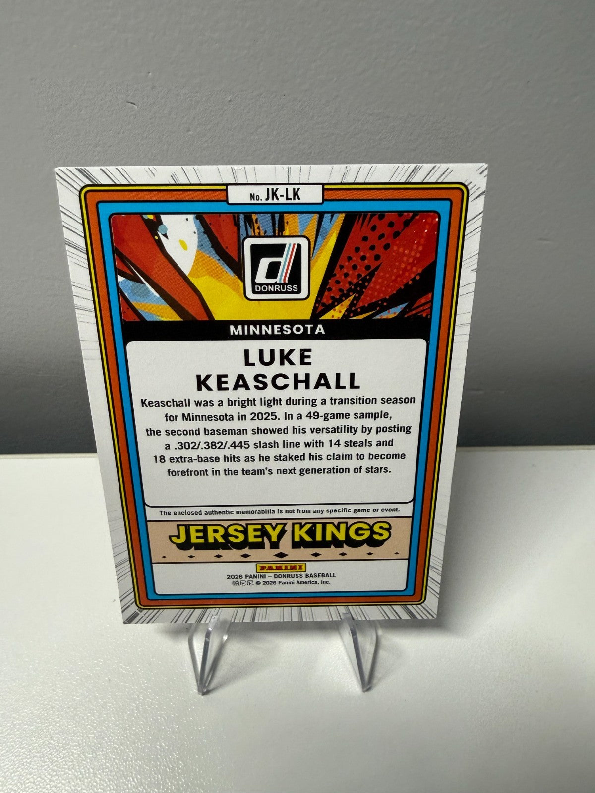 Luke Keaschall 2026 Panini Donruss Jersey Kings Red /99 #JK-LK Twins