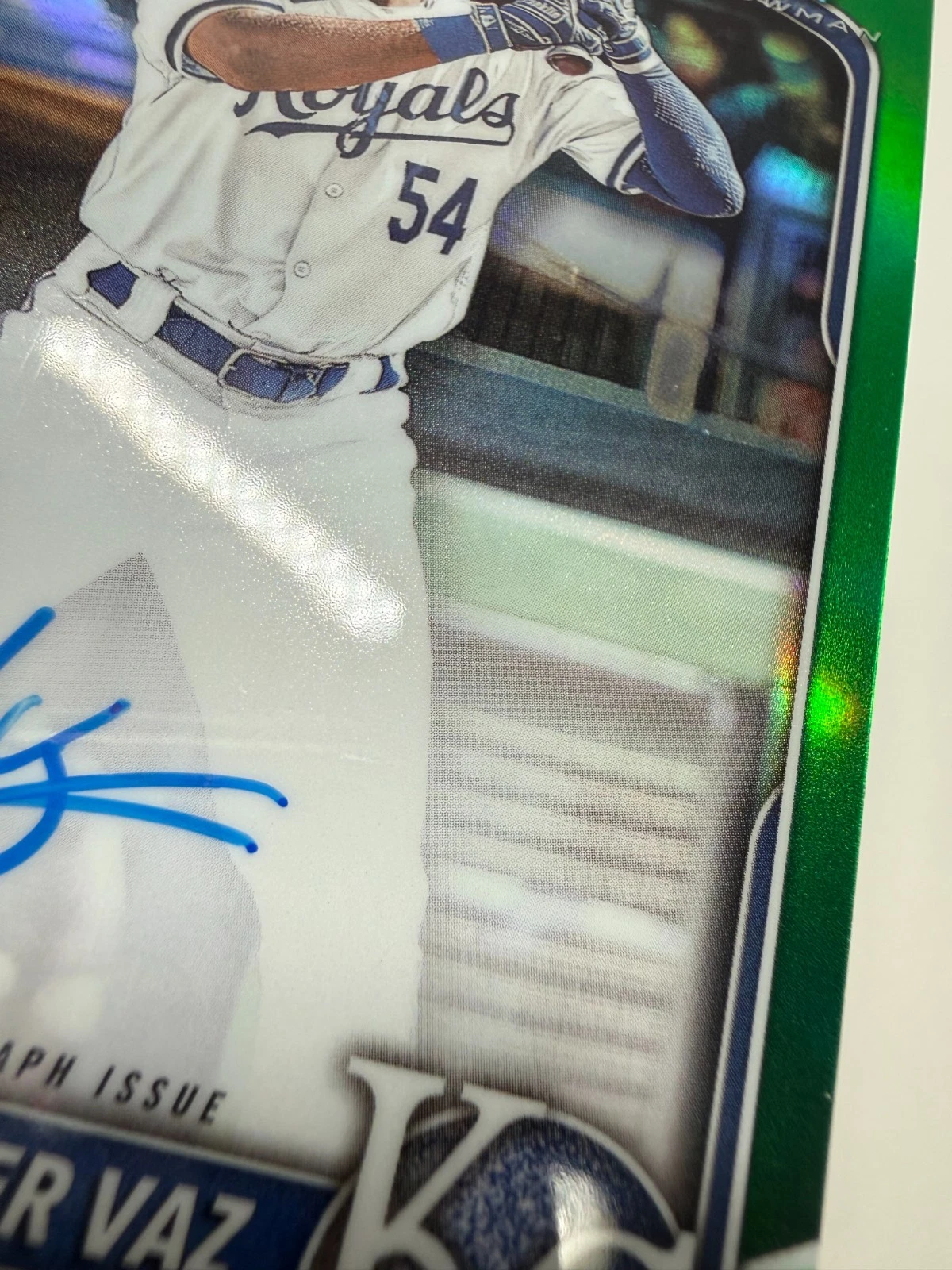 Javier Vaz 2025 Bowman Chrome 1st Green Refractor Auto /99 #CPA-JVA Royals