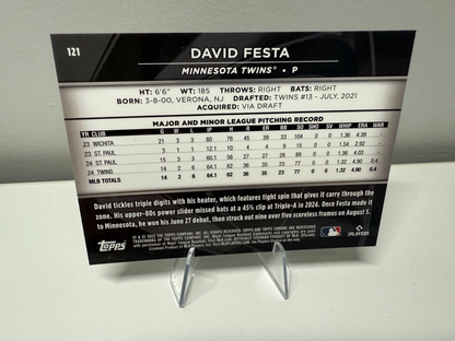 David Festa 2025 Topps Chrome Black Green Refractor RC /99 #121 Twins