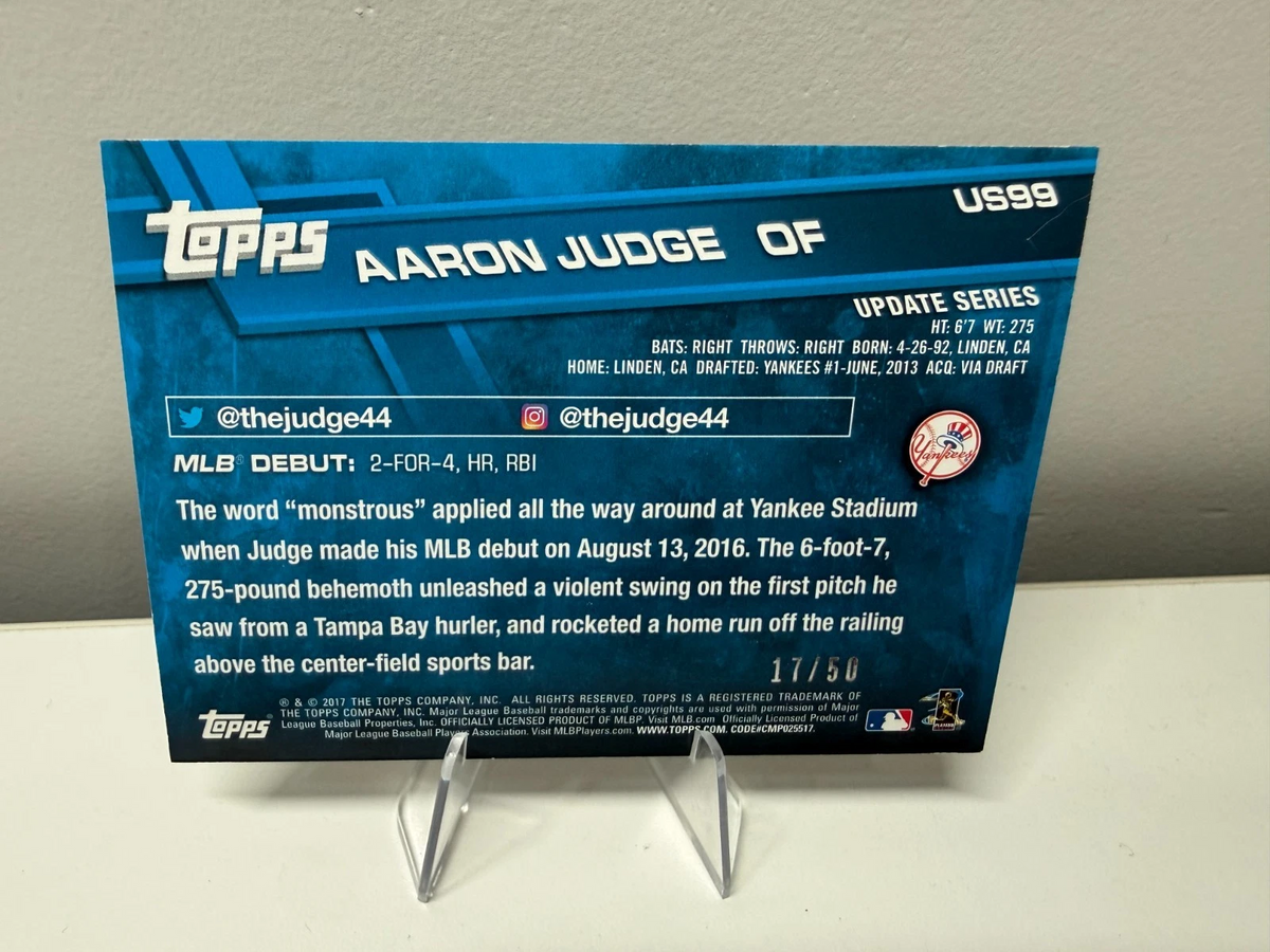 Aaron Judge 2017 Topps Update Father's Day Powder Blue RC /50 #US99 Yankees
