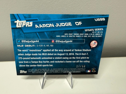 Aaron Judge 2017 Topps Update Father's Day Powder Blue RC /50 #US99 Yankees