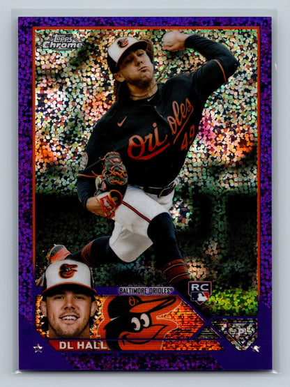 DL Hall 2023 Topps Chrome Purple Speckle Refractor RC /299 #10 Orioles