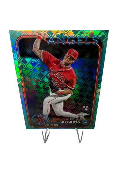 Jordyn Adams 2024 Topps Chrome Logofractor Aqua Refractor RC /199 #145 Angels