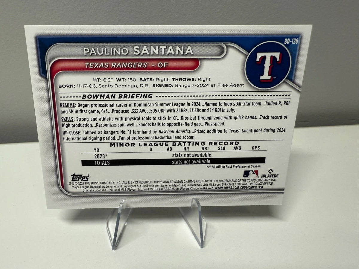 Paulino Santana 2024 Bowman Draft Paper Blue /150 #BD-126 Rangers