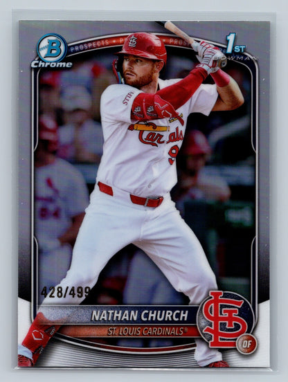 Nathan Church 2025 Bowman Chrome 1st Refractor /499 #BCP-192 Cardinals