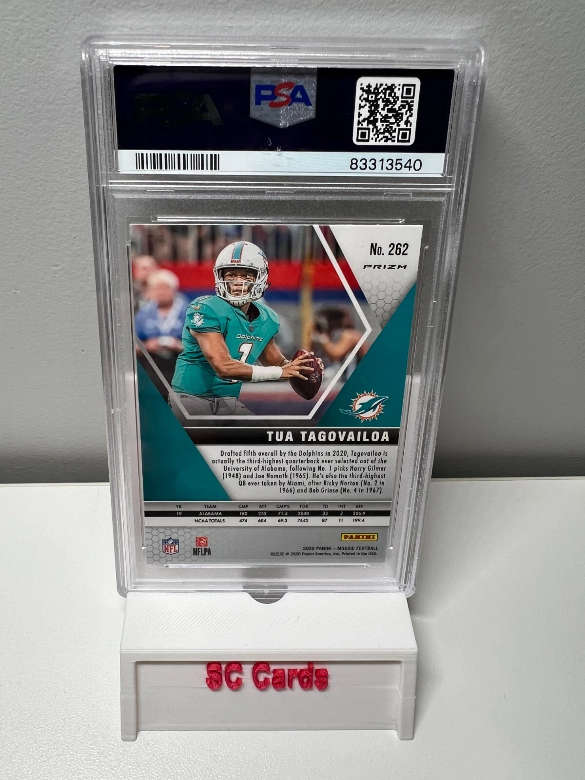 Tua Tagovailoa 2020 Mosaic Reactive Orange NFL Debut RC #262 Dolphins PSA 10