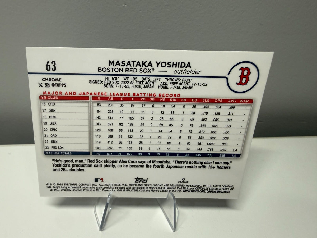 Masataka Yoshida 2024 Topps Chrome Blue RayWave Refractor /150 #63 Red Sox