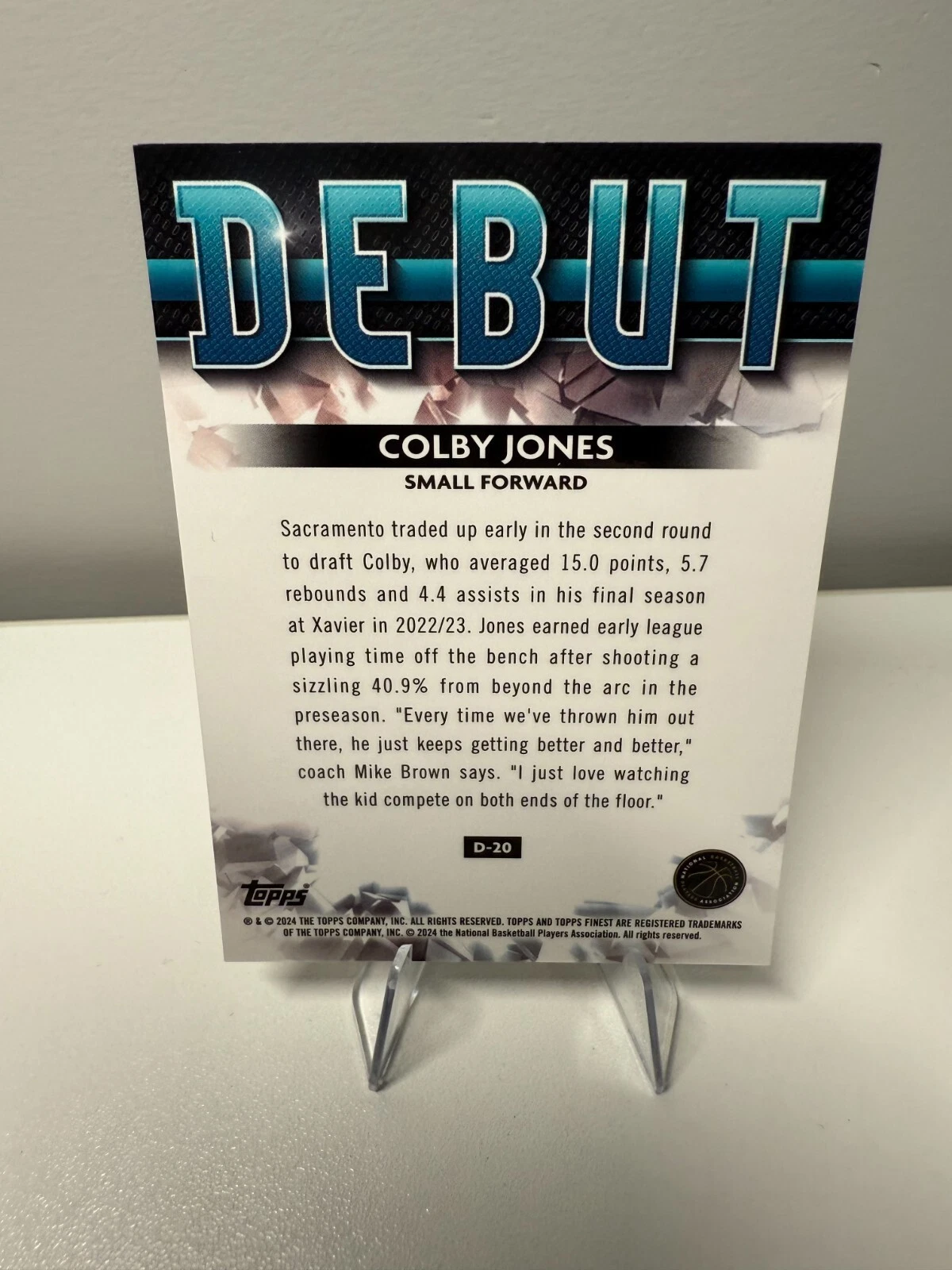 Colby Jones 2024 Topps Finest Gold Debut Refractor RC /50 #D-20