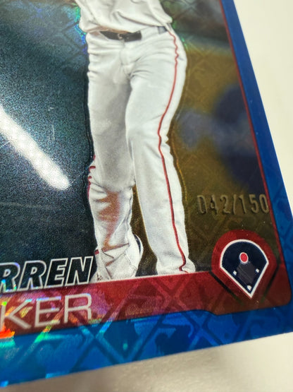 Darren Baker 2025 Topps Chrome Blue Logofractor RC /150 #231 Nationals