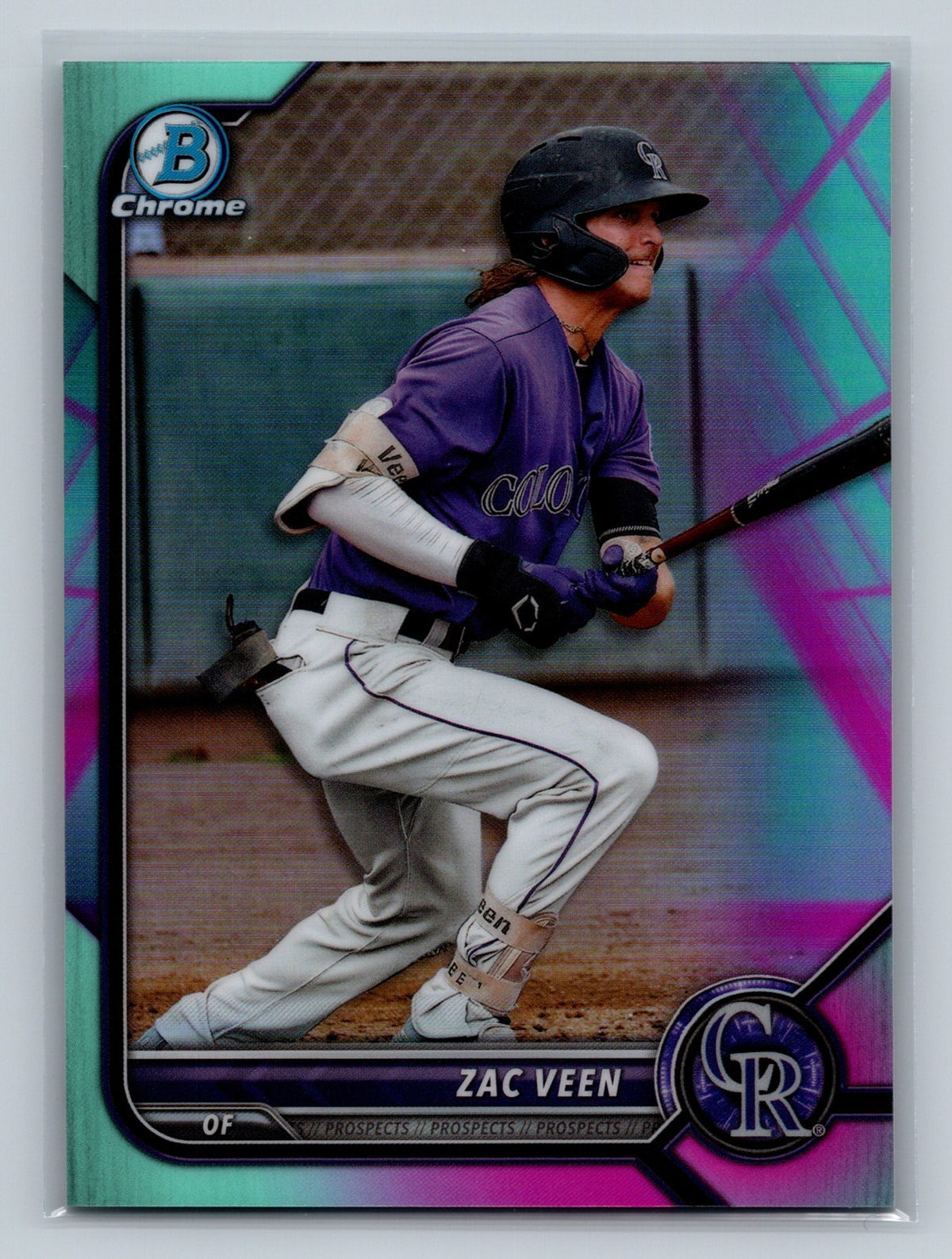 Zac Veen 2022 Bowman Chrome Prospects Aqua & Pink Vapor Refractor /125 #BCP-165