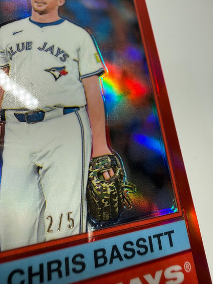 Chris Bassitt 2025 Topps Heritage High Number Chrome Red  Refractor /5 #476