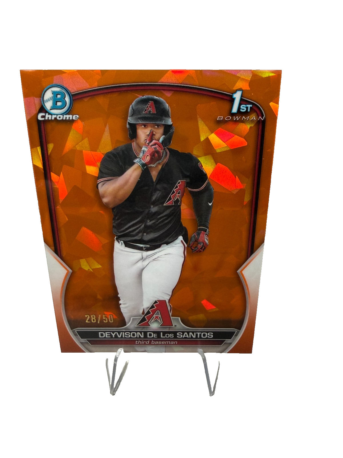 Deyvison De Los Santos 2023 Bowman Chrome 1st Sapphire Orange Refractor /50