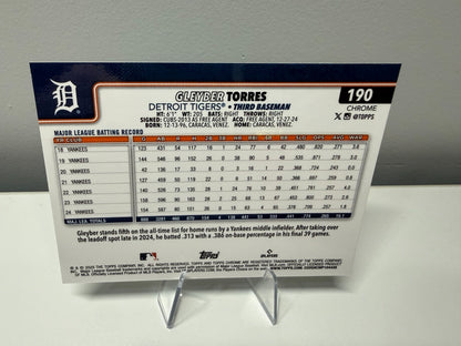 Gleyber Torres 2025 Topps Chrome Aqua Refractor /199 #190 Tigers