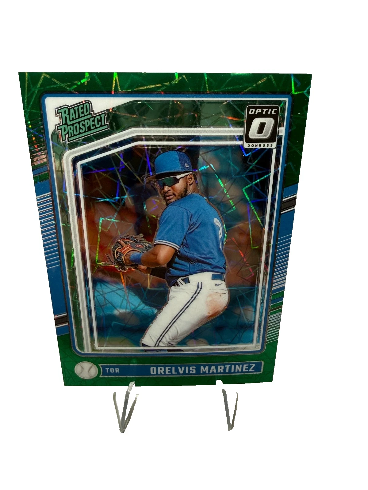 Orelvis Martinez 2024 Panini Donruss Rated Prospect Green Lazer Prizm /149 #180