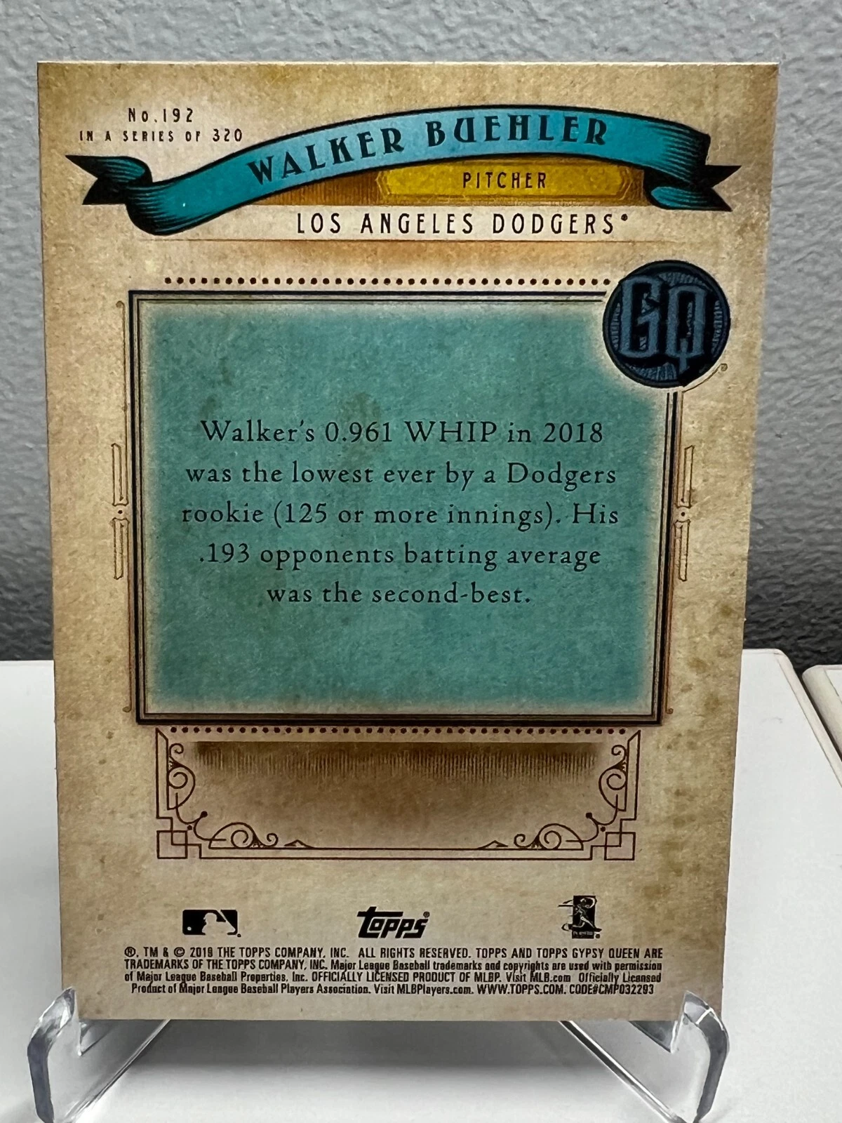 Walker Buehler 2018 Topps Gypsy Queen Green RC #222 Dodgers
