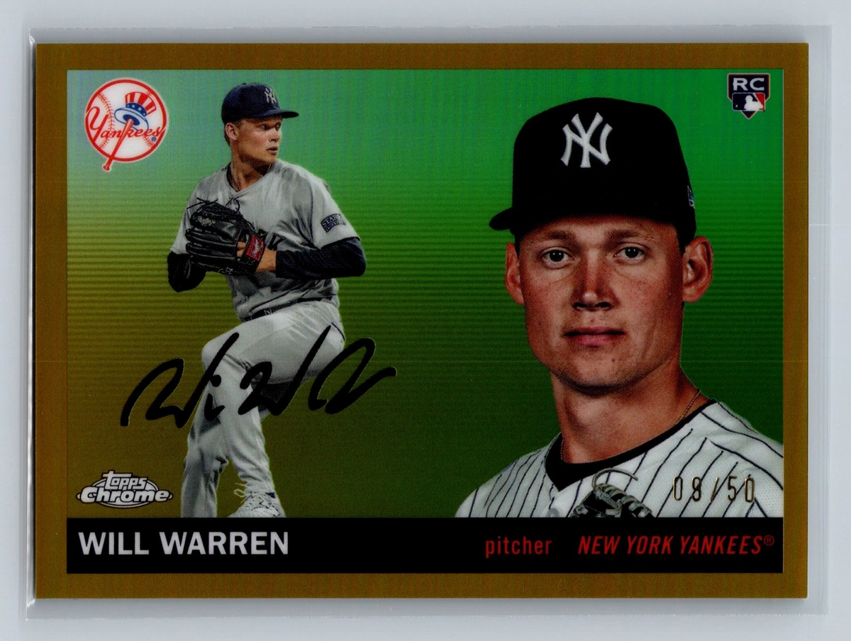 Will Warren 2025 Topps Chrome Platinum Gold Refractor RC /50 #294 Yankees