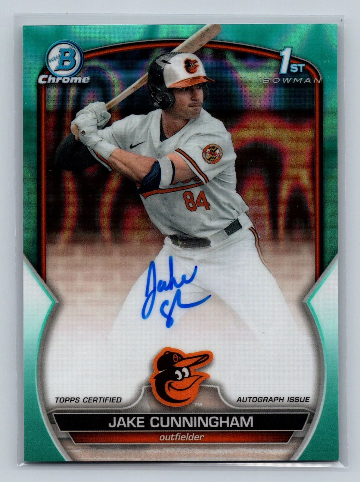 Jake Cunningham 2023 Bowman Draft Chrome 1st Aqua Lava Refractor Auto /199
