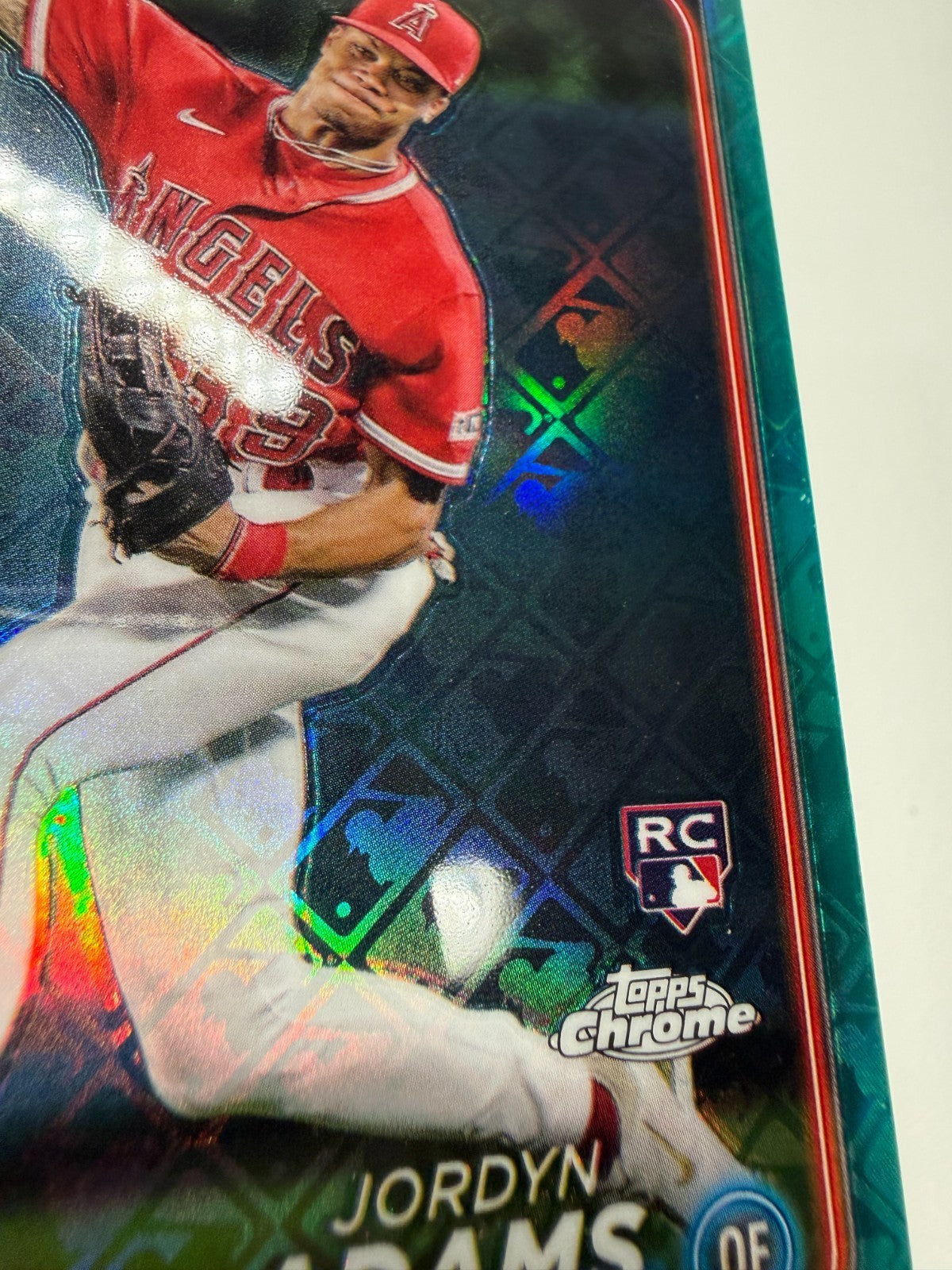 Jordyn Adams 2024 Topps Chrome Logofractor Aqua Refractor RC /199 #145 Angels