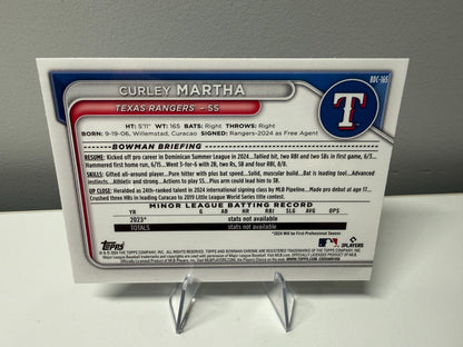 Curley Martha 2024 Bowman Draft Chrome Aqua Wave Refractor /125 #BDC-165 Rangers