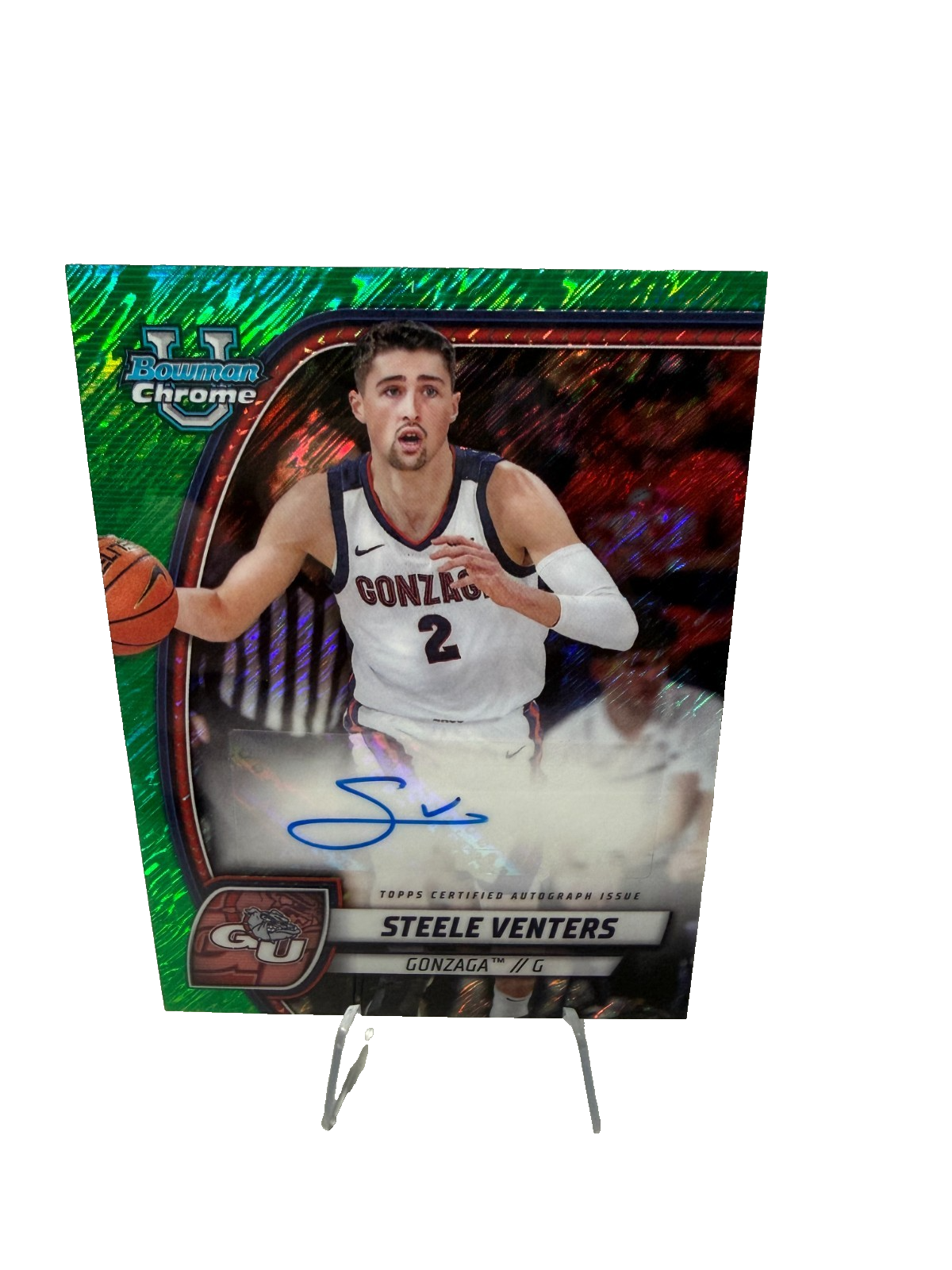 Steele Venters 2024-25 Bowman University Chrome Green Shimmer Refractor Auto #92