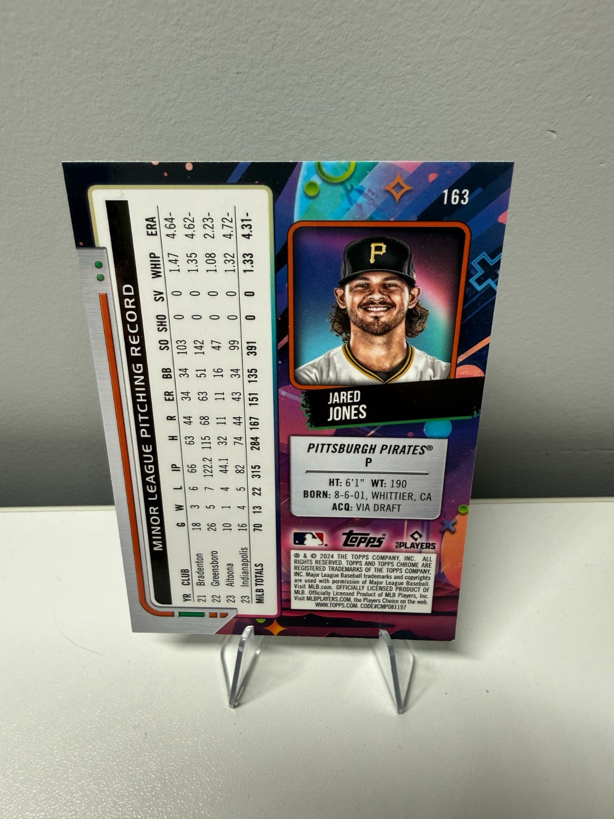 Jared Jones 2024 Topps Cosmic Chrome Green Space Dust Refractor RC /75 #163