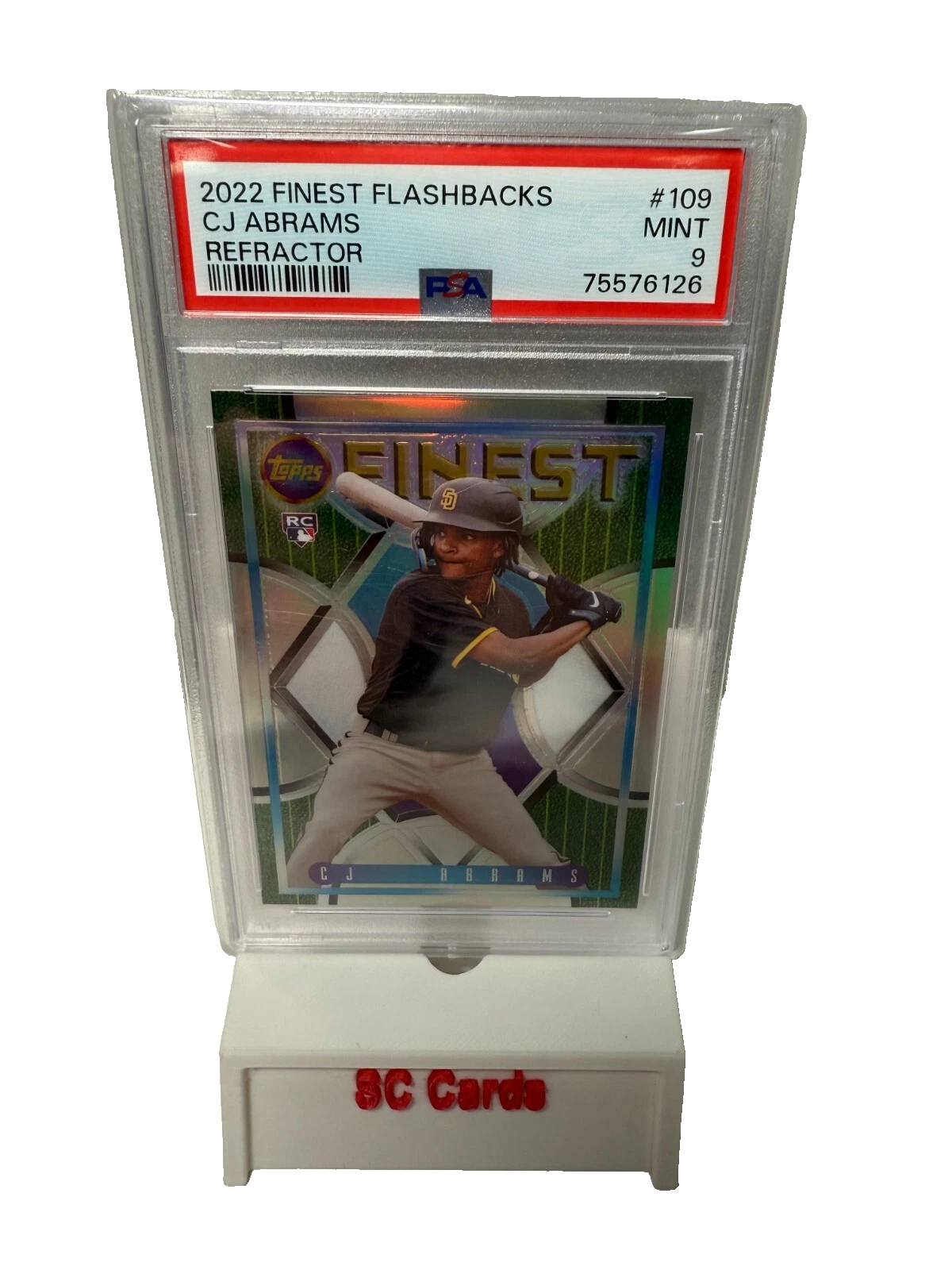 CJ Abrams 2022 Topps Finest Flashbacks Refractor RC #109 PSA 9 MINT