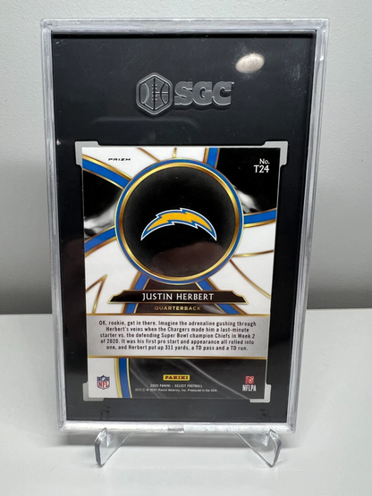 Justin Herbert 2020 Panini Select Rookie Turbocharged Silver Prizm SGC 10
