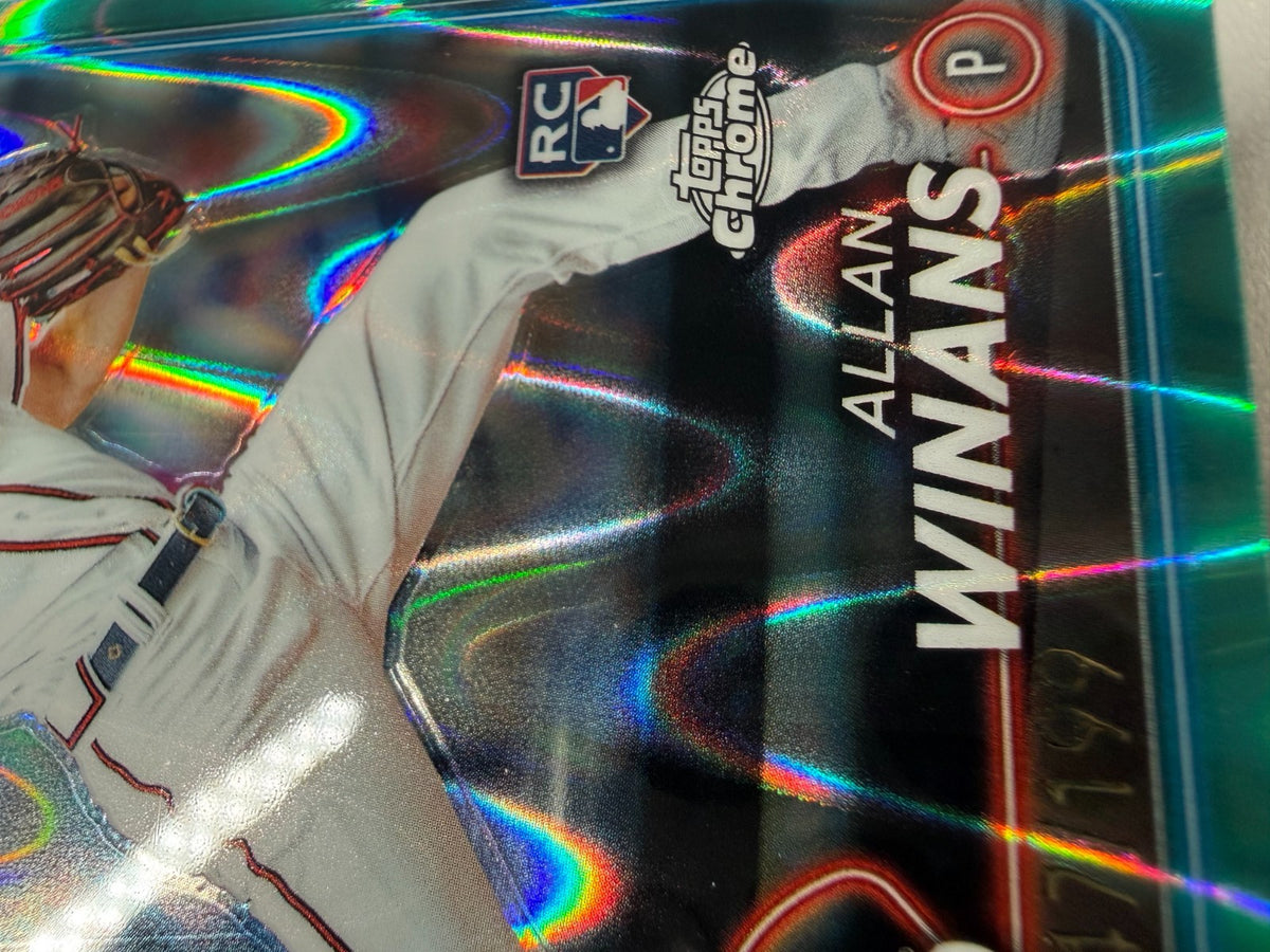 Allan Winans 2024 Topps Chrome Aqua RayWave Refractor RC /199 #249 Braves
