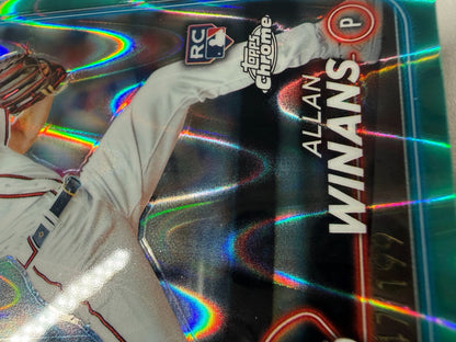 Allan Winans 2024 Topps Chrome Aqua RayWave Refractor RC /199 #249 Braves