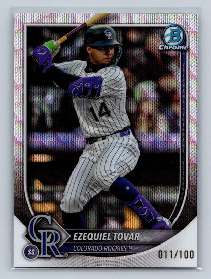 Ezequiel Tovar 2025 Bowman Chrome Wave Refractor /100 #87 Rockies