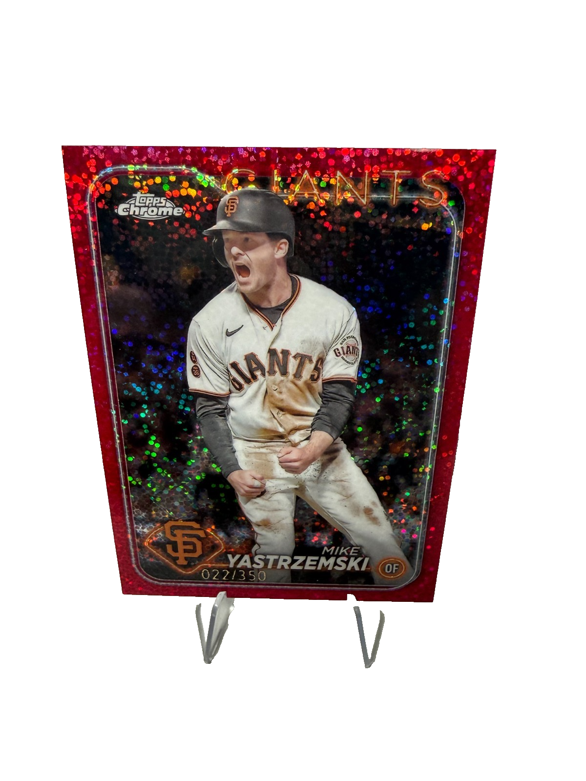 Mike Yastrzemski 2024 Topps Chrome Magenta Speckle Refractor /350 #87 Giants