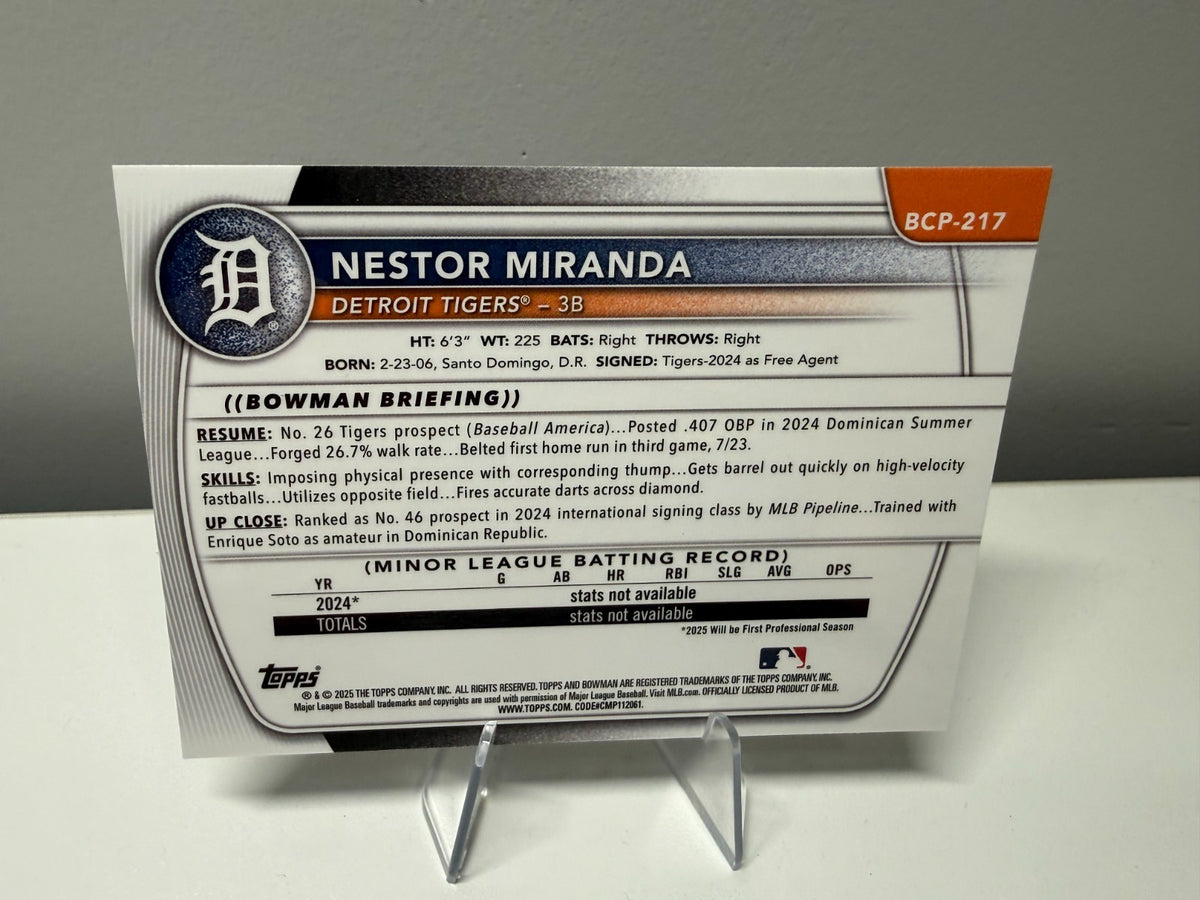 Nestor Miranda 2025 Bowman Chrome 1st Geometric Refractor /499 #Tigers